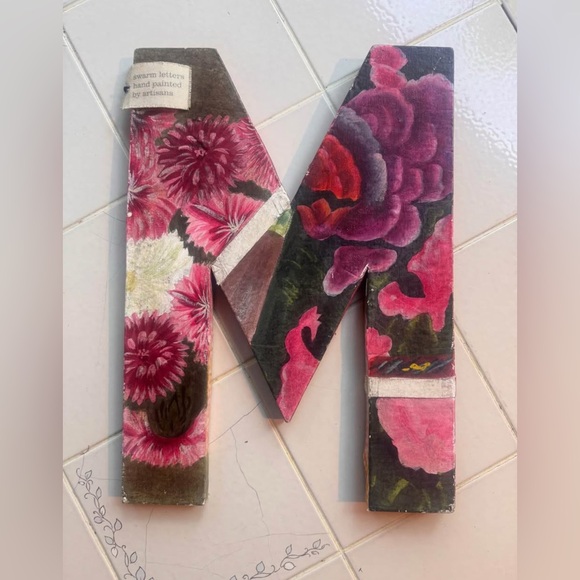 Anthropologie Other - Anthropologie Swarm Letter M – Hand-Painted Metal Decor
